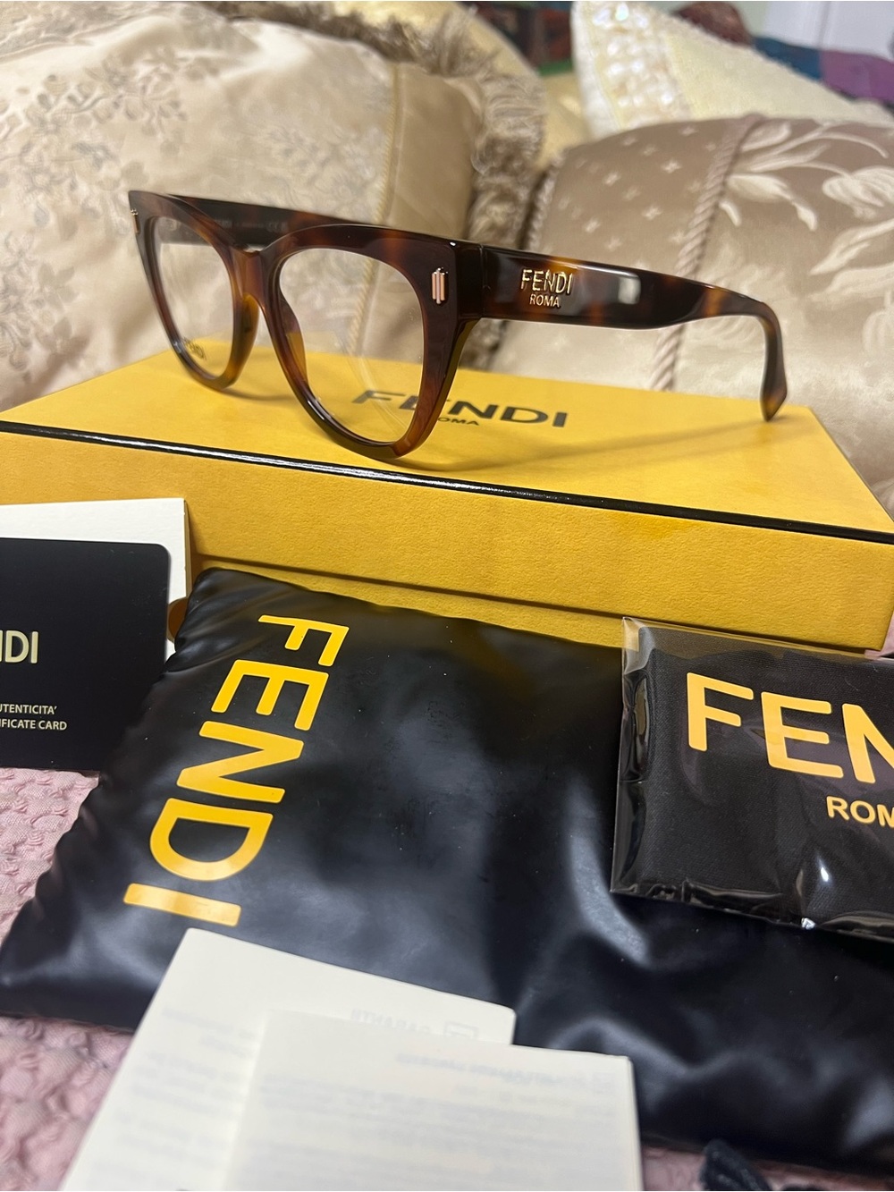 Fendi Roma Cat Eye Tortoise RX Eyeglass Frames FE50086I 053 New in Box